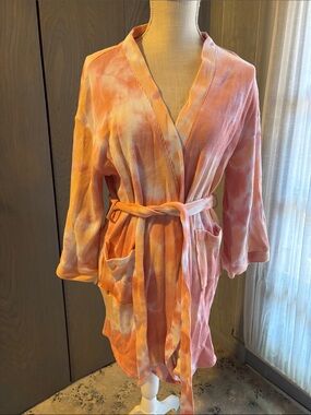 Wild Sage Tie Dye Waffle Ribbed Robe Bath Pajamas